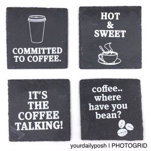 Nordstrom stone slate funny coffee quote coasters set of 4